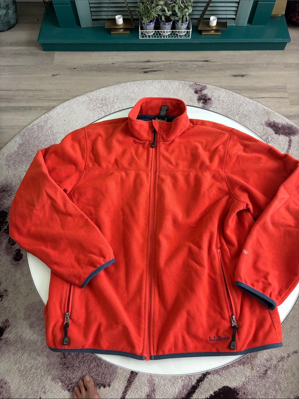 Woman’s L.L. Bean, sz L polar tech zip up fleas jacket Pumpkin color